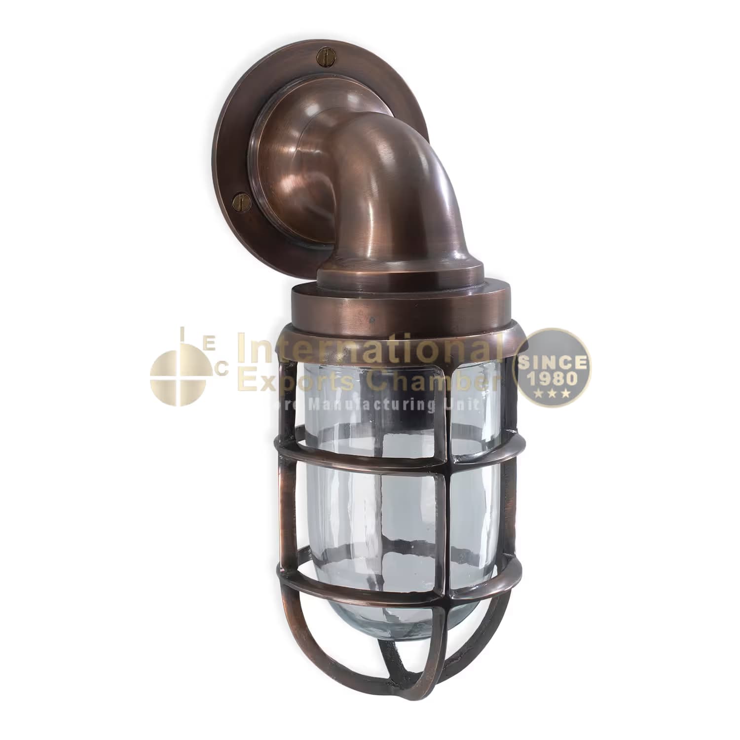 Aluminium Caged Bulkhead H30cm/11.8" Wall Light - Antique Copper Finish - Industrial Marine Porch & Passage Vintage Outdoor/Indoor Wall Sconce/Lamp
