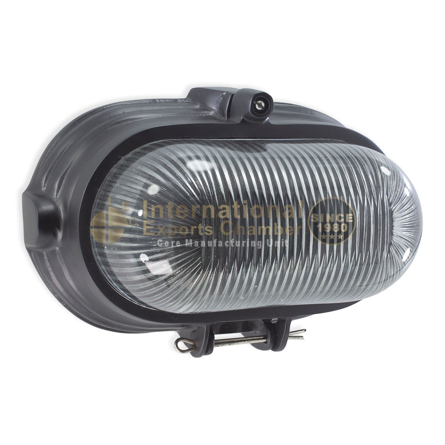 Solid Aluminium Oval L27cm/10.6" Wall Light - Black Powder Coated - Vintage Bulkhead Wall Mount - Ribbed Prismatic Glass Nautical Marine Sconce - Industrial Outdoor/Indoor Lamp